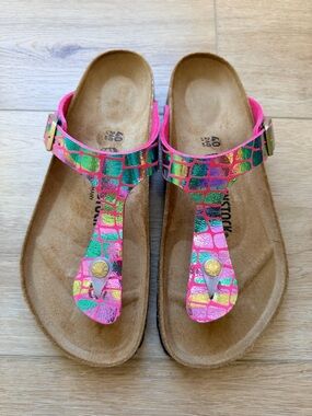 Birkenstock Pink Multicolor Gizeh Sandals